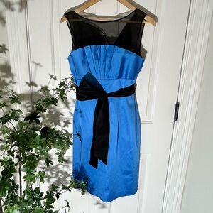 Kay Unger Blue Dress with Black Sheer Detail